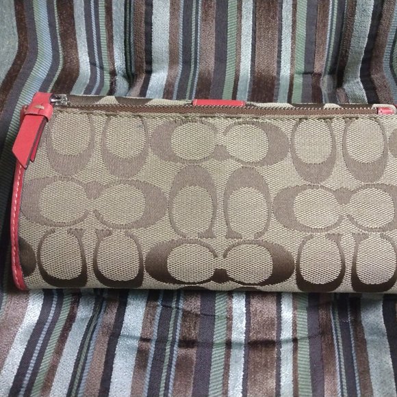 ❤️2 Pc COACH Logo Long ID Billfold Checkbook Flap Wallet - Picture 10 of 11